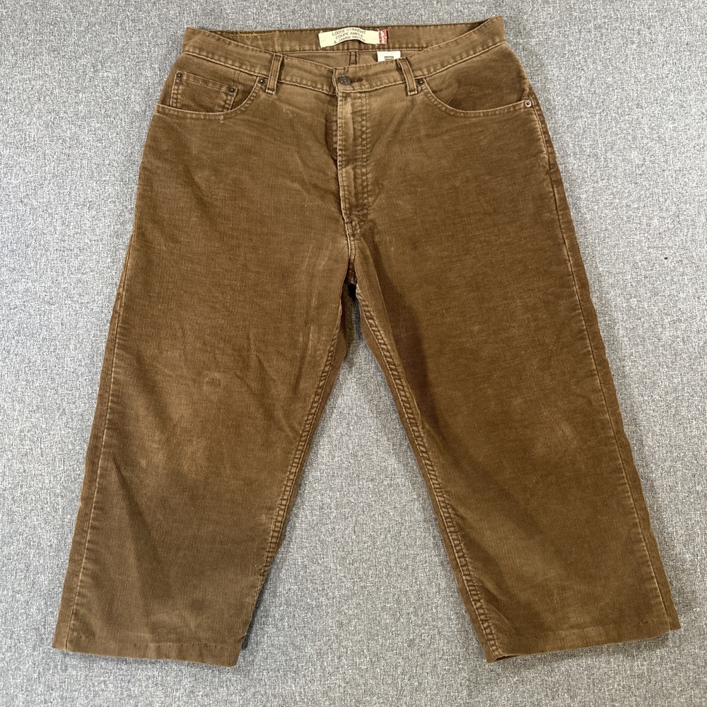 Vintage‎ Levi's 569 Loose Straight Brown Corduroy Capri Pants Men's W36 L30
